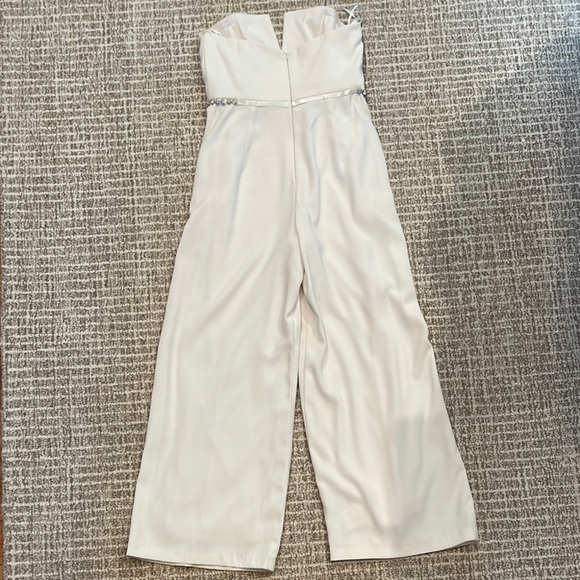 Dessy Collection Off White Strapless Jumpsuit with Wide-Leg Silhouette - Picture 4 of 5